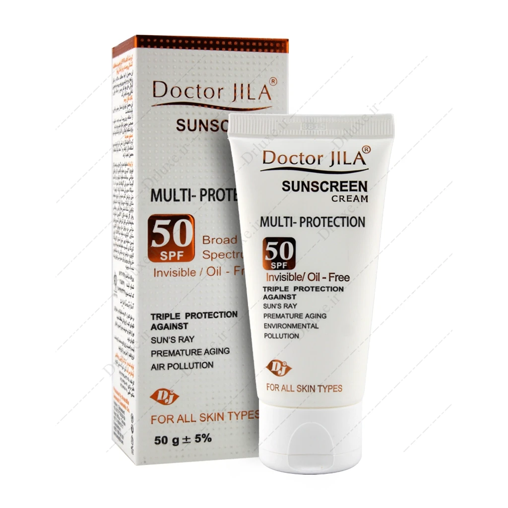 کرم ضد آفتاب SPF50 بی‌رنگ مولتی پروتکشن دکتر ژیلا 50 میلی‌لیتر